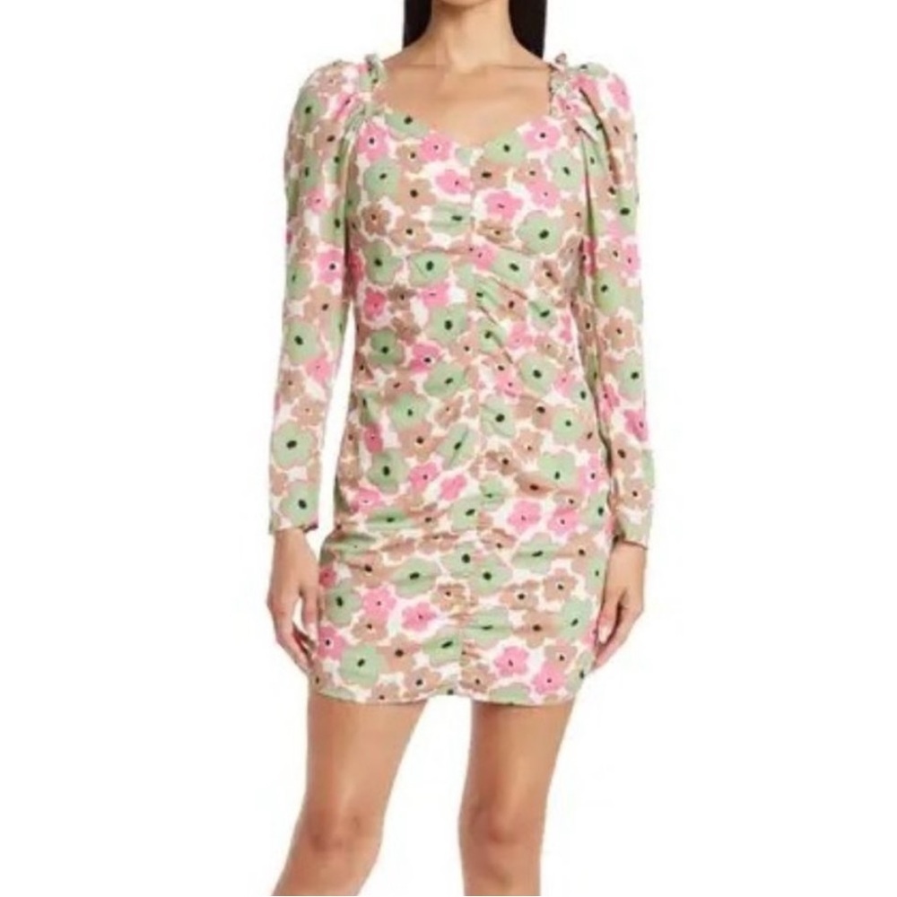 VERO MODA Henna Ruched Long Sleeve Floral Minidress Size XS and M